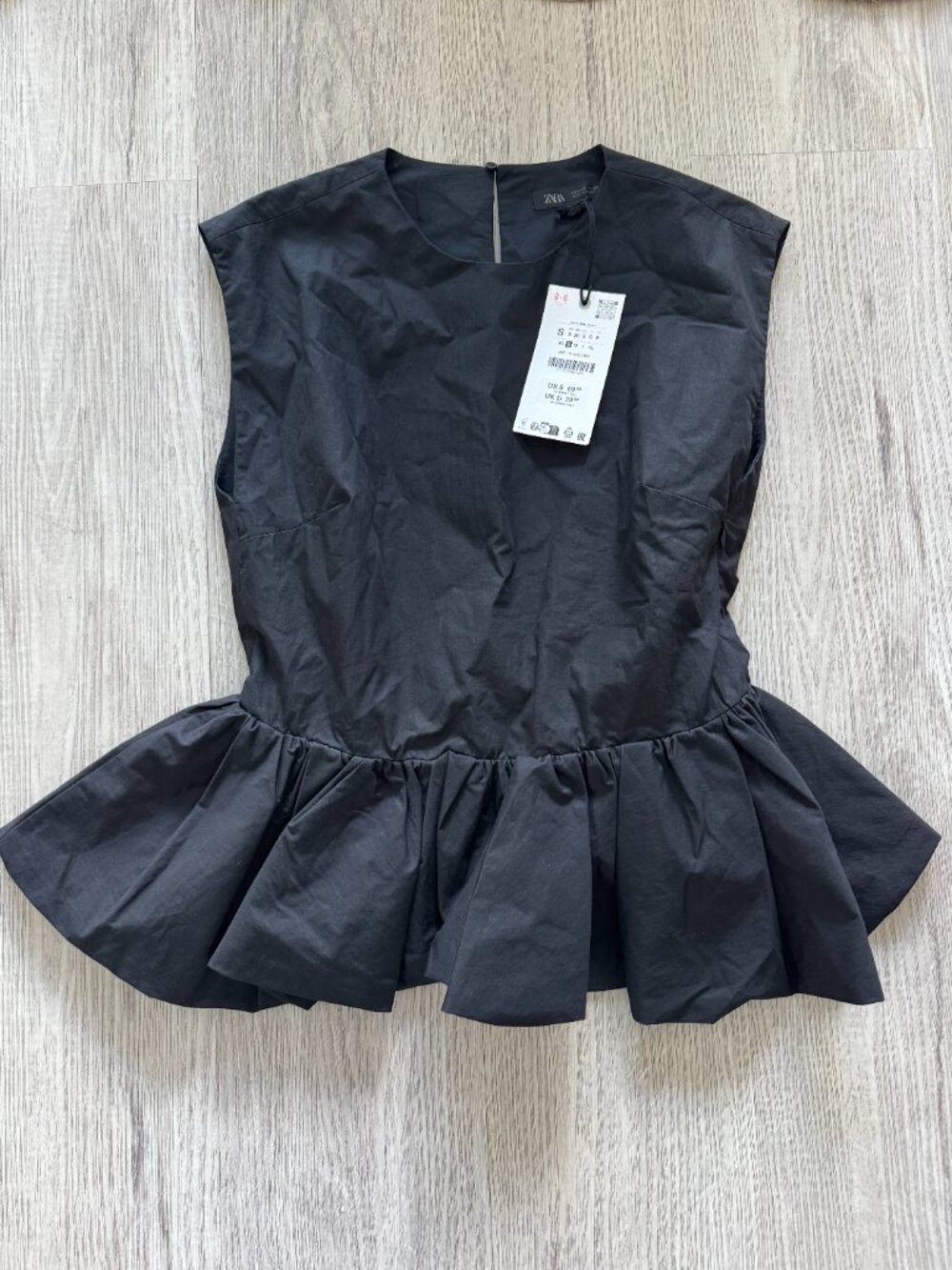 ZARA Woman Collection Black Sleeveless Peplum Top NWT S - Picture 9 of 13